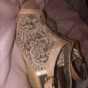 Pink Lace Wedges